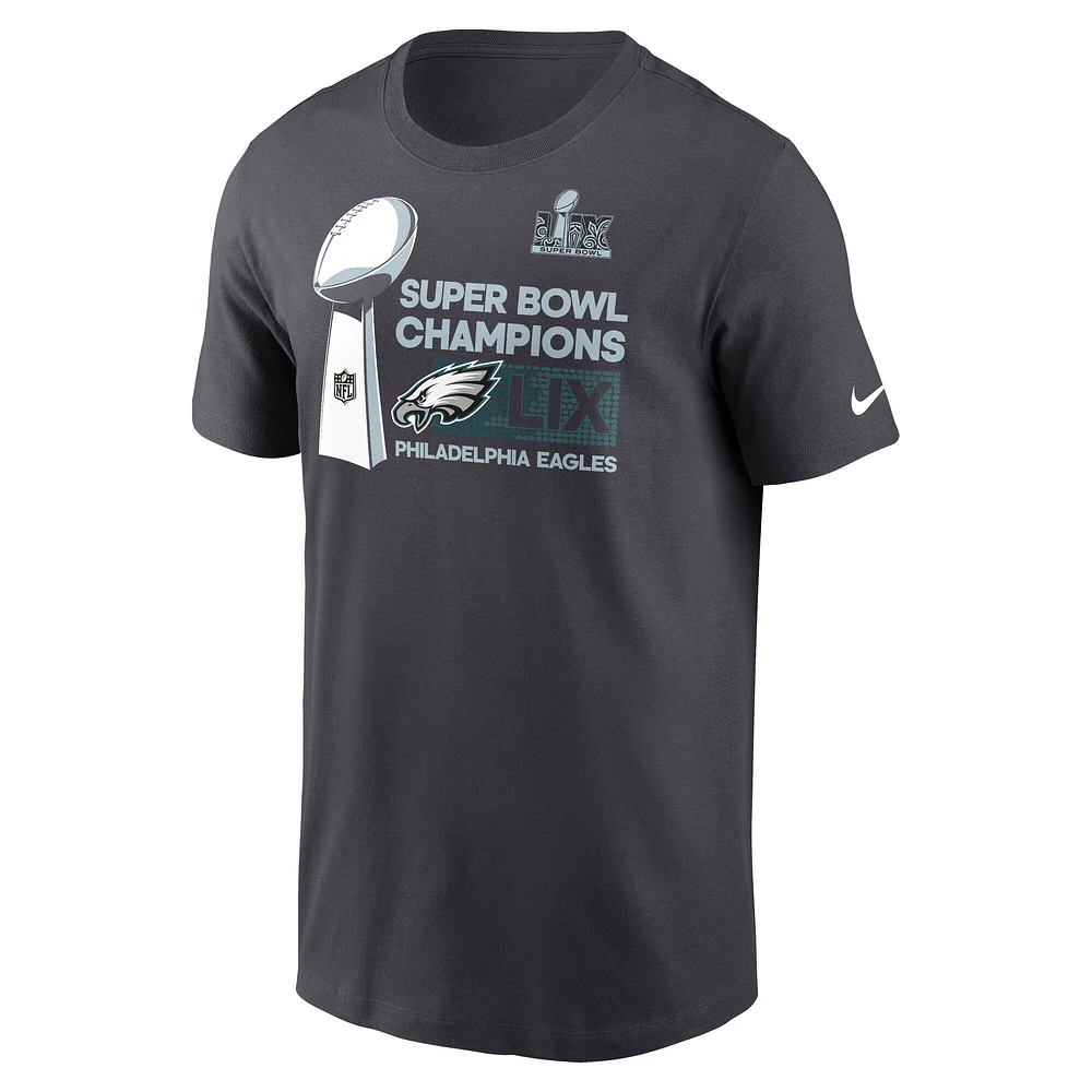 Men's Nike Anthracite Philadelphia Eagles Super Bowl LIX Champions Locker Room Trophy Collection T-Shirt