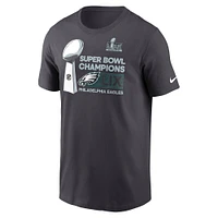 Men's Nike Anthracite Philadelphia Eagles Super Bowl LIX Champions Locker Room Trophy Collection T-Shirt