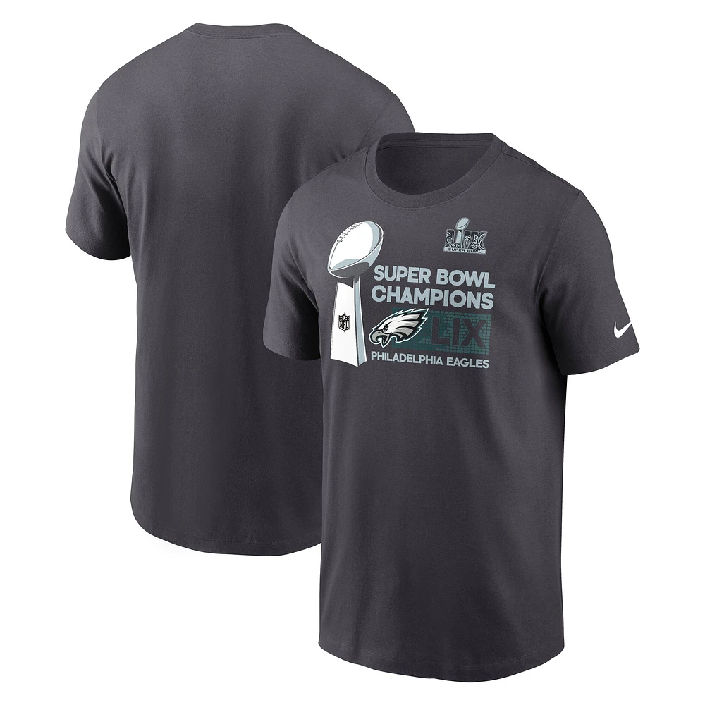 Men's Nike Anthracite Philadelphia Eagles Super Bowl LIX Champions Tall Locker Room Trophy Collection T-Shirt