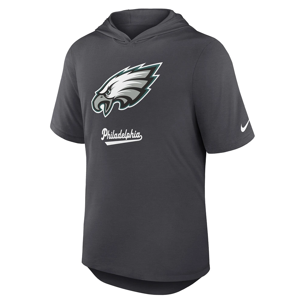 Men's Nike Anthracite Philadelphia Eagles Tri-Blend Performance Hoodie T-Shirt