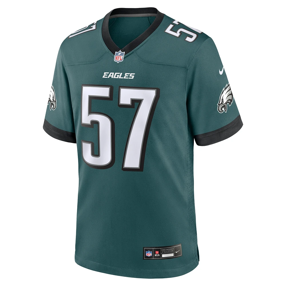 Maillot de match Nike Ben VanSumeren pour homme, vert nuit, Philadelphia Eagles