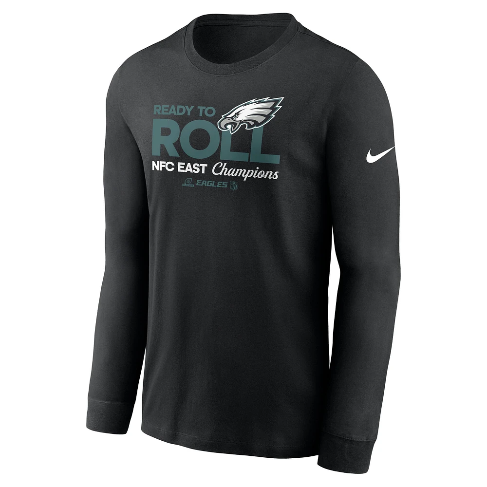 T-shirt à manches longues Nike pour homme Philadelphia Eagles 2024 NFC East Division Champions Locker Room Trophy Collection Noir