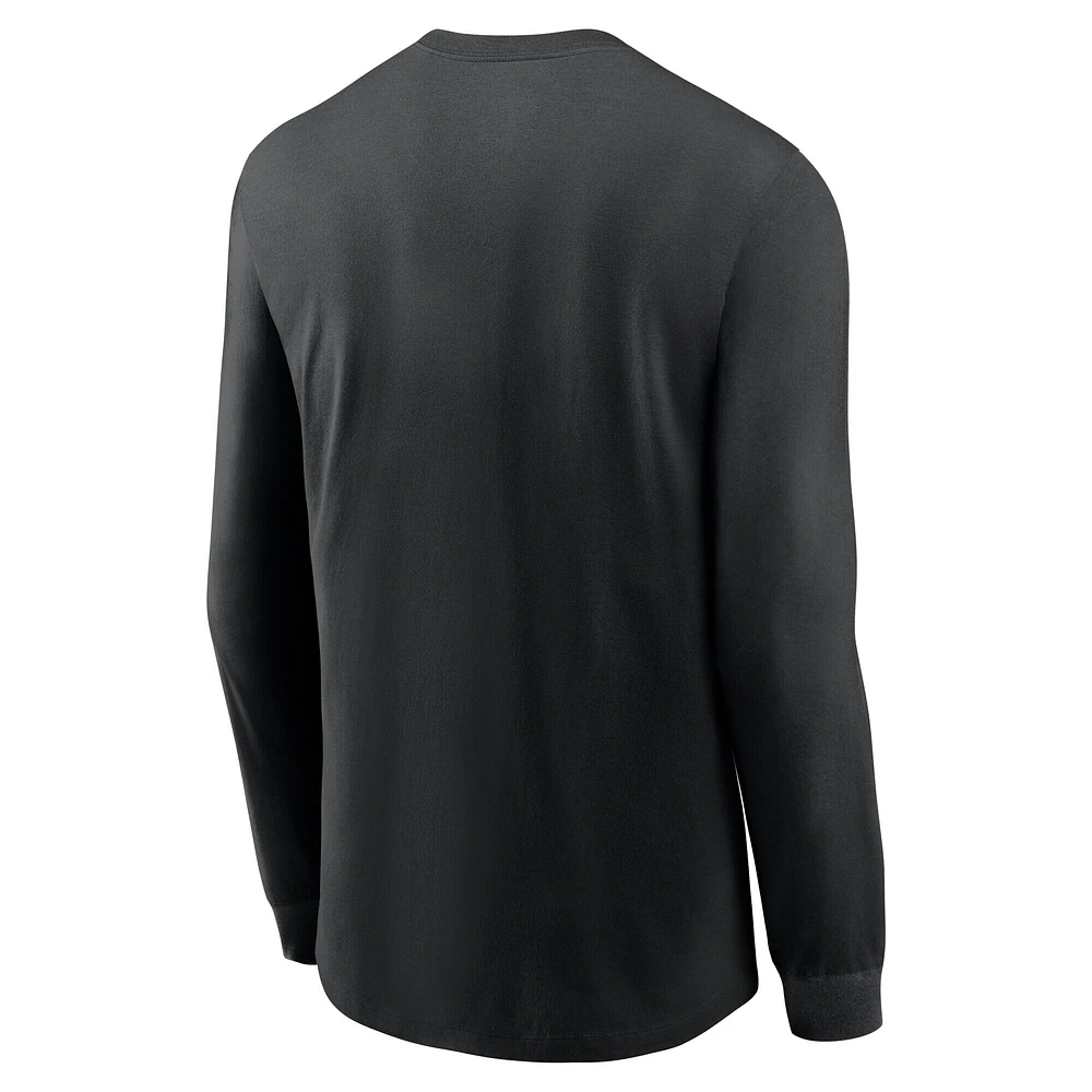 Men's Nike Black Philadelphia Eagles Color Pop II Logo Long Sleeve T-Shirt