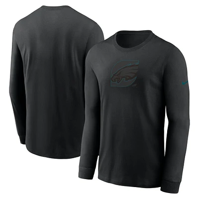 Men's Nike Black Philadelphia Eagles Color Pop II Logo Long Sleeve T-Shirt