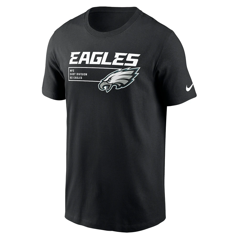 T-shirt essentiel Nike noir pour hommes de la division des Eagles Philadelphie