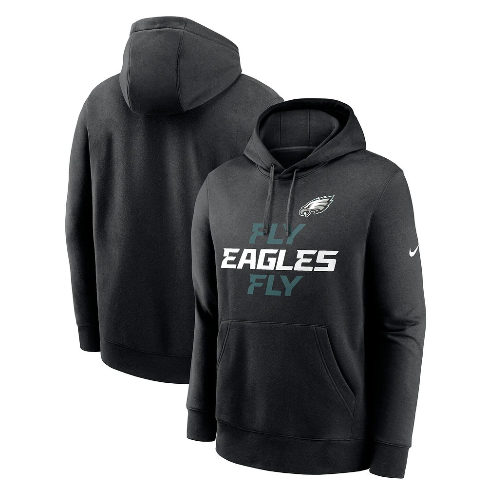 Men's Nike Black Philadelphia Eagles Fly Club Fleece Pullover Hoodie