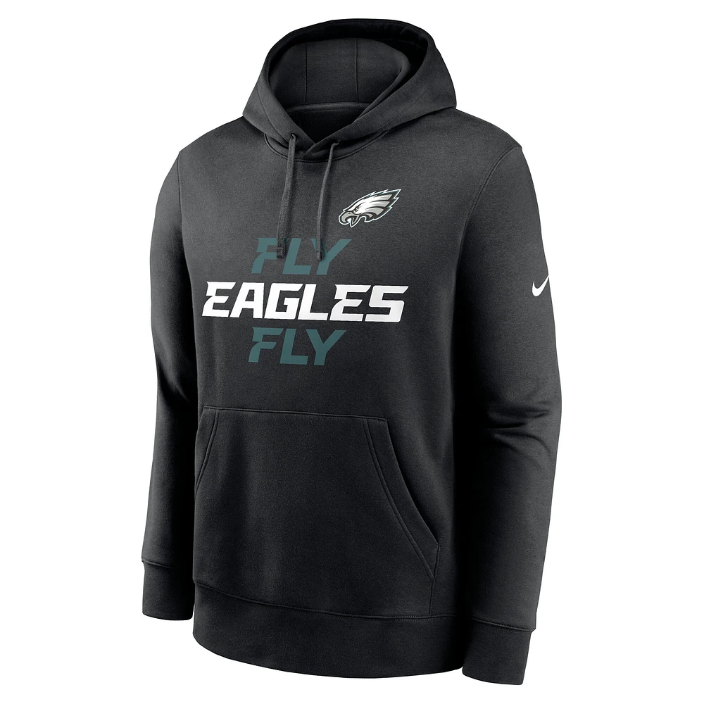 Men's Nike Black Philadelphia Eagles Fly Club Fleece Pullover Hoodie