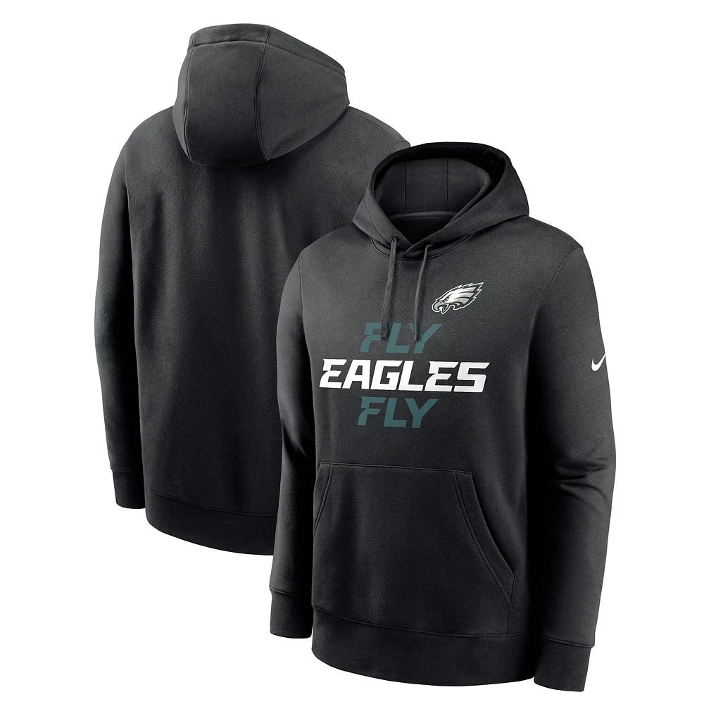 Men's Nike Black Philadelphia Eagles Fly Club Fleece Pullover Hoodie