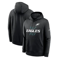 Men's Nike Black Philadelphia Eagles Fly Club Fleece Pullover Hoodie