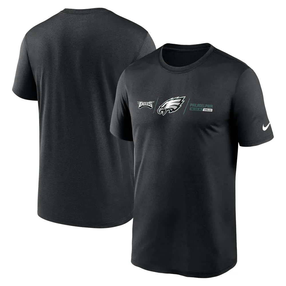 T-shirt Nike noir pour hommes des Eagles de Philadelphie Horizontal Lockup Legend