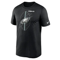 T-shirt de performance Icon Legend des Eagles Philadelphie Nike noir pour homme