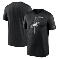 T-shirt de performance Icon Legend des Eagles Philadelphie Nike noir pour homme