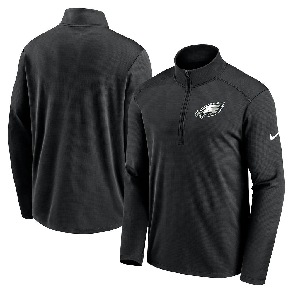 Men's Nike Black Philadelphia Eagles Logo Pacer Performance Half-Zip Jacket