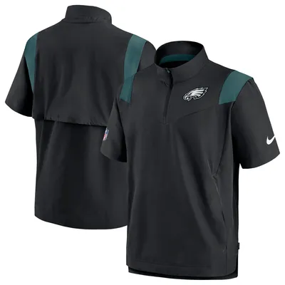 Men's Nike Black Philadelphia Eagles Sideline Coaches Chevron Lockup Pullover Top