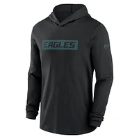 Men's Nike Black Philadelphia Eagles Sideline Hoodie Performance Long Sleeve T-Shirt