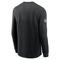 T-shirt Nike noir à manches longues pour homme, coupe latérale, Philadelphia Eagles