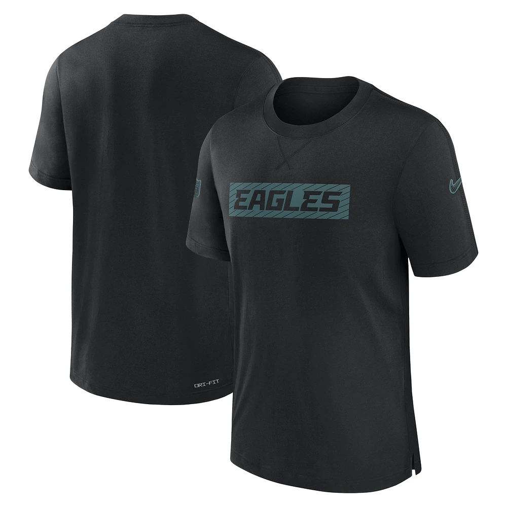 T-shirt Nike noir pour homme Philadelphia Eagles Sideline Player Performance