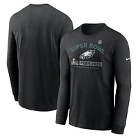 Men's Nike  Black Philadelphia Eagles Super Bowl LIX Team Logo Long Sleeve T-Shirt