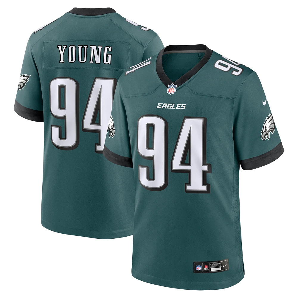 Maillot de match Nike Byron Young pour homme, vert nuit, Philadelphia Eagles