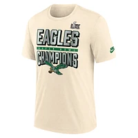 T-shirt Nike crème Philadelphia Eagles Super Bowl LIX Champions One Temptation Tri-Blend pour homme