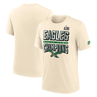 T-shirt Nike crème Philadelphia Eagles Super Bowl LIX Champions One Temptation Tri-Blend pour homme