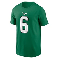 T-shirt avec nom et numéro de joueur alternatif des Philadelphia Eagles Nike DeVonta Smith Kelly Green pour homme