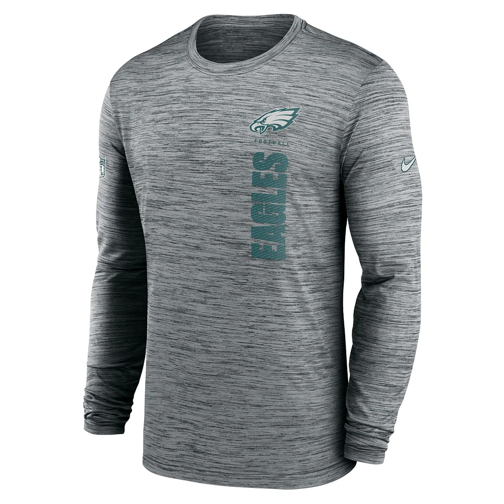 Men's Nike Gray Philadelphia Eagles 2024 Sideline Velocity Performance Long Sleeve T-Shirt