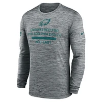 Men's Nike Gray Philadelphia Eagles Sideline Velocity Performance Long Sleeve T-Shirt