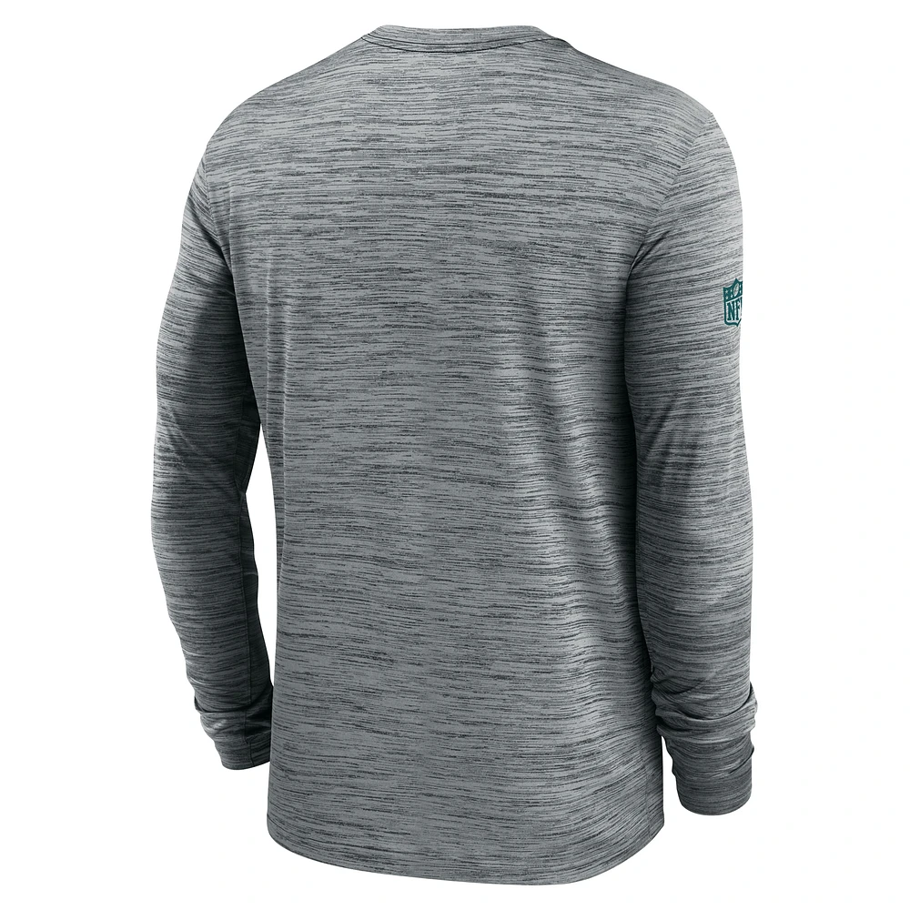Men's Nike Gray Philadelphia Eagles Sideline Velocity Performance Long Sleeve T-Shirt