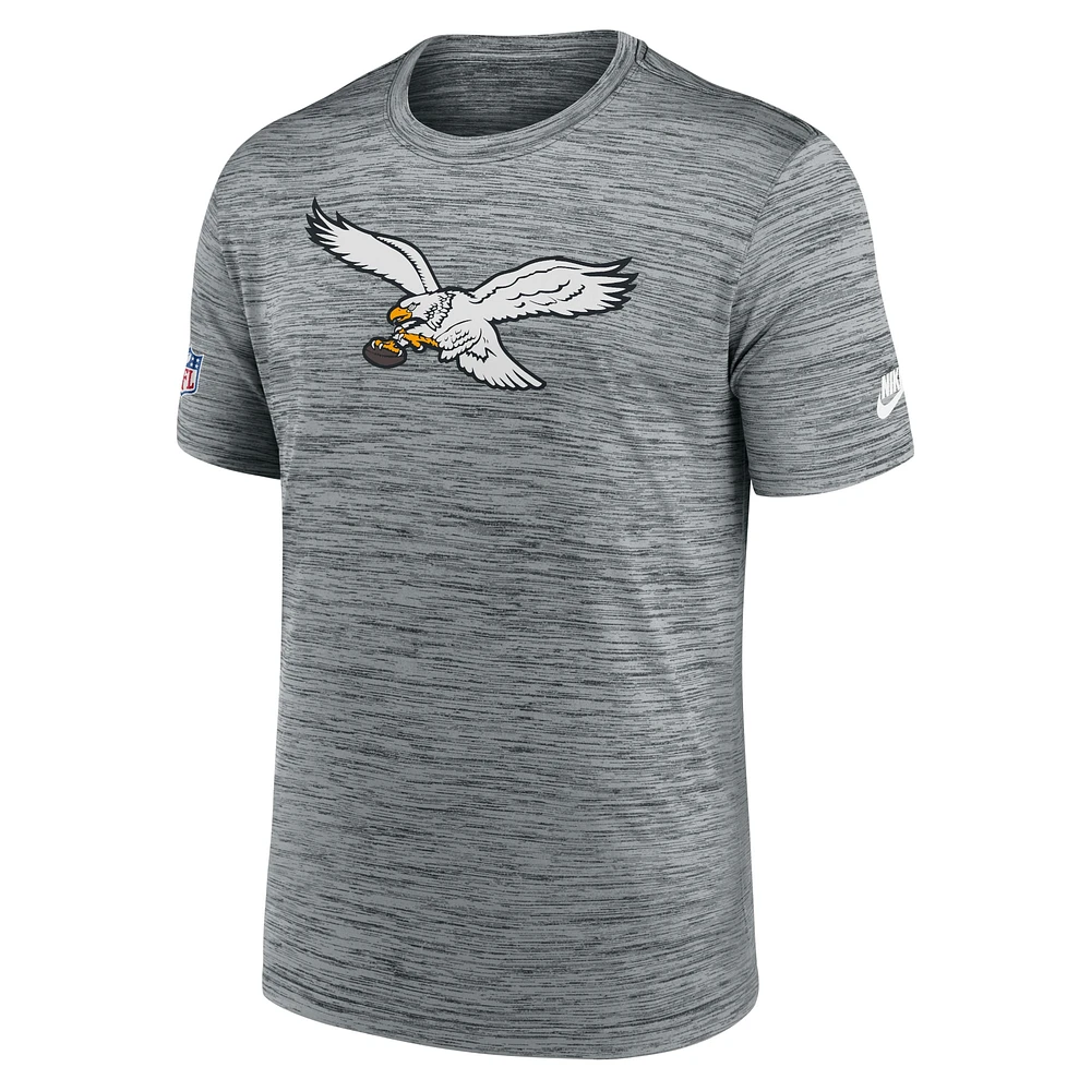 Men's Nike Gray Philadelphia Eagles Sideline Velocity Throwback Logo Performance T-Shirt