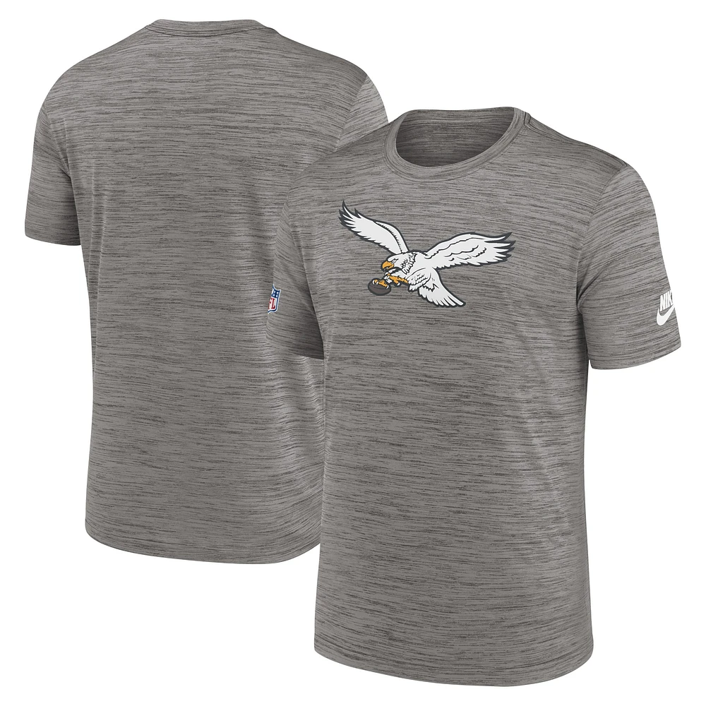 T-shirt de performance avec logo alternatif Nike Heather Charcoal des Philadelphia Eagles pour hommes