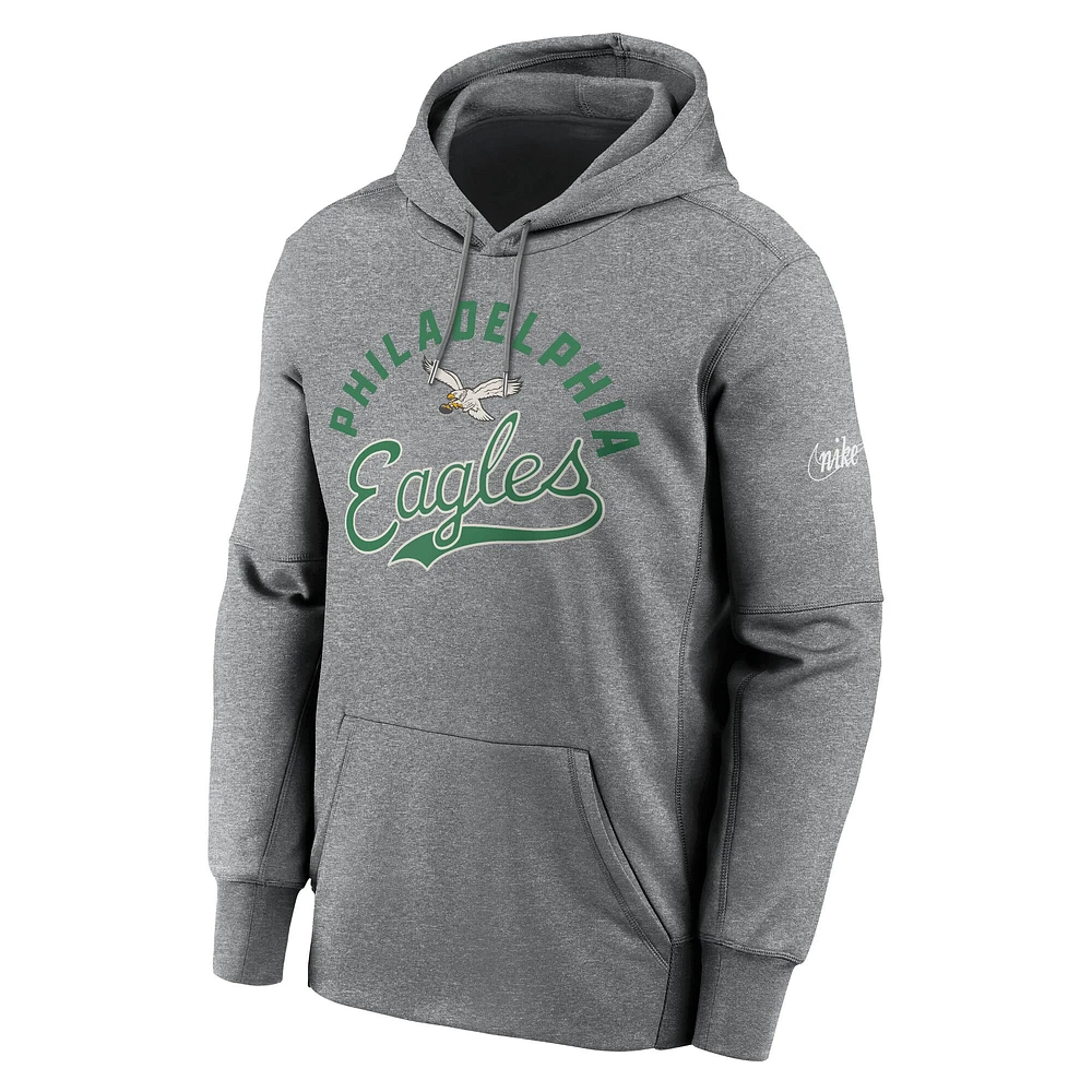 Men's Nike Heather Gray Philadelphia Eagles Performance Fleece Pullover Hoodie