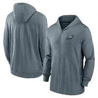 Men's Nike Heather Gray Philadelphia Eagles Sideline Team Pop Full-Zip Hoodie Jacket