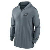 Men's Nike Heather Gray Philadelphia Eagles Sideline Team Pop Full-Zip Hoodie Jacket