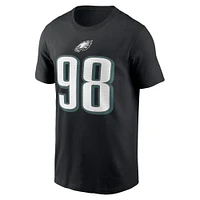 T-shirt Nike Jalen Carter noir avec nom et numéro du joueur des Eagles de Philadelphie pour homme