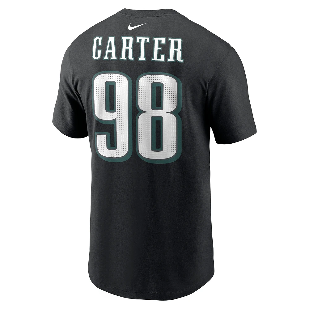 T-shirt Nike Jalen Carter noir avec nom et numéro du joueur des Eagles de Philadelphie pour homme