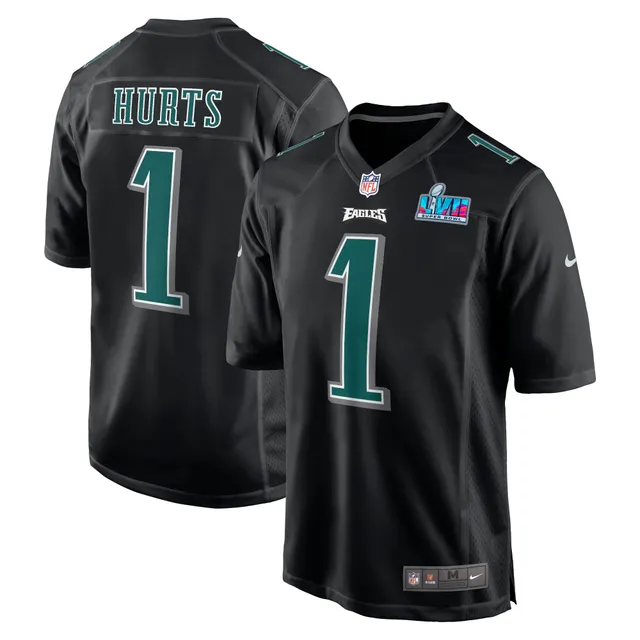 Youth Nike Jalen Hurts Gray Philadelphia Eagles Super Bowl LVII Patch Atmosphere Fashion Game Jersey Size: Large