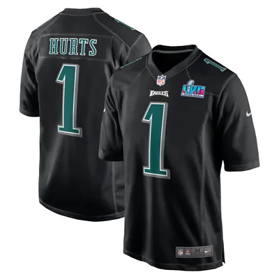 Youth Nike Jalen Hurts Gray Philadelphia Eagles Super Bowl LVII Patch Atmosphere Fashion Game Jersey Size: Medium