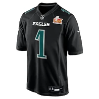 Men's Nike Jalen Hurts Carbon Black Philadelphia Eagles Super Bowl LIX Fashion Game Player Jersey