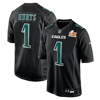 Men's Nike Jalen Hurts Carbon Black Philadelphia Eagles Super Bowl LIX Fashion Game Player Jersey