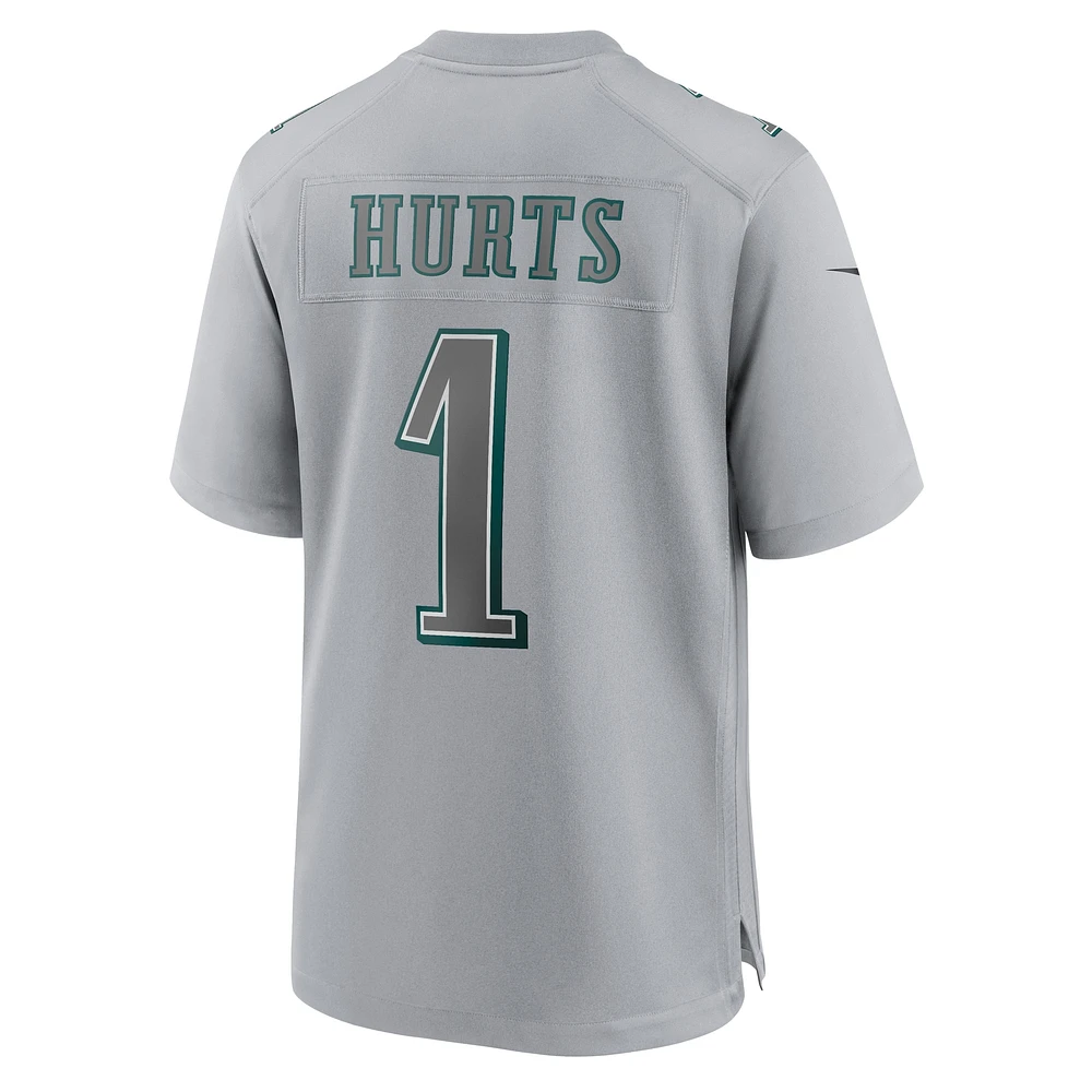 maillot Nike Jalen Hurts pour hommes, gris, Philadelphia Eagles, Super Bowl LVII Patch Atmosphere Fashion Game,