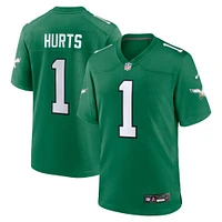 Maillot Nike Jalen Hurts Kelly Green pour homme, joueur de jeu alternatif des Eagles Philadelphie