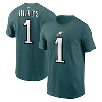 T-shirt Nike Jalen Hurts pour homme, vert minuit, nom et numéro du joueur des Eagles de Philadelphie