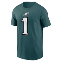 T-shirt Nike Jalen Hurts pour homme, vert minuit, nom et numéro du joueur des Eagles de Philadelphie