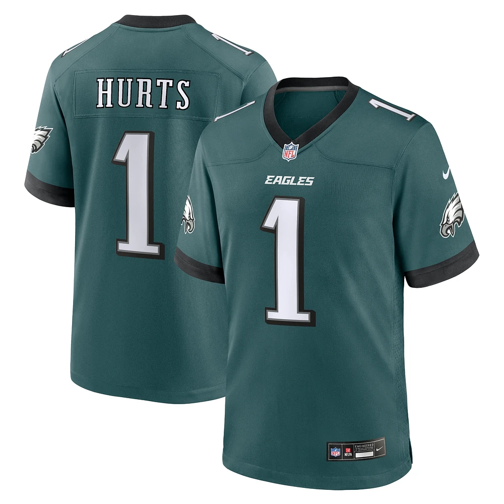 Maillot de match l'équipe Nike Jalen Hurts pour hommes, vert minuit, des Eagles Philadelphie