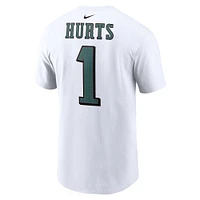 T-shirt avec nom et numéro du joueur des Eagles de Philadelphie Nike Jalen Hurts pour homme, blanc