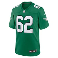 Maillot Nike Jason Kelce Kelly pour homme, joueur de jeu alternatif des Philadelphia Eagles, vert