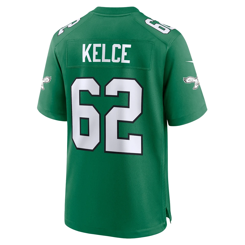 Maillot Nike Jason Kelce Kelly pour homme, joueur de jeu alternatif des Philadelphia Eagles, vert