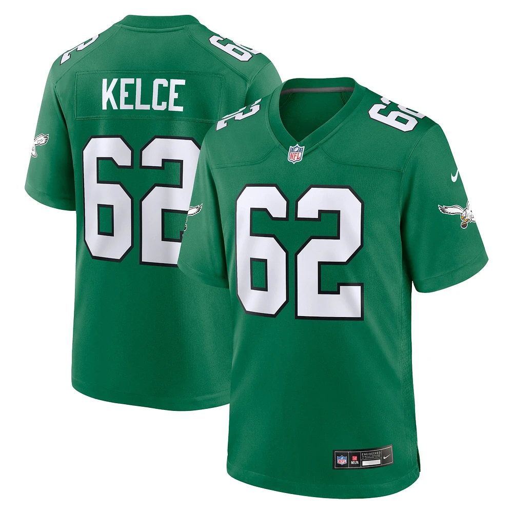 Maillot Nike Jason Kelce Kelly pour homme, joueur de jeu alternatif des Philadelphia Eagles, vert