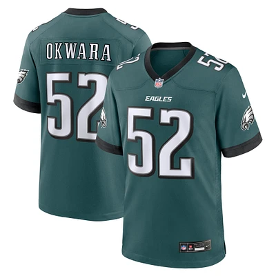 Maillot de match Nike Julian Okwara pour hommes, vert minuit, des Eagles Philadelphie